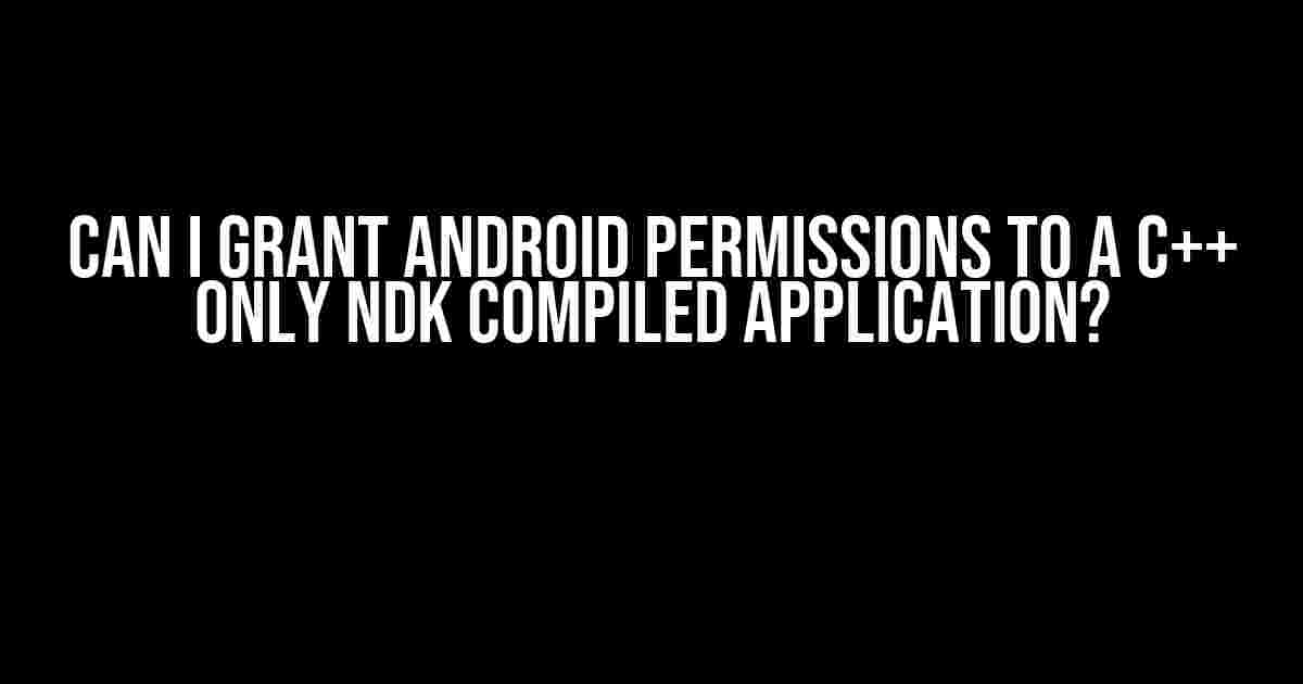 Can I Grant Android Permissions to a C++ Only NDK Compiled Application?