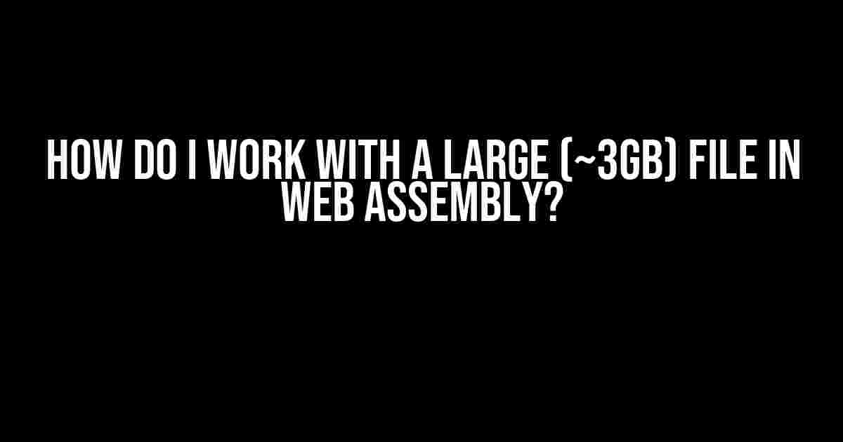 How do I work with a large (~3gb) file in web assembly?